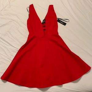 Take the Plunge Red Skater Dress